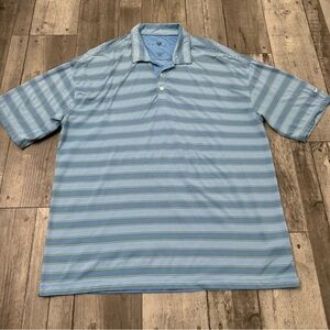 Nike Golf Polo Mens XXL Dri Fit Blue Striped Embroidered Shirt UV Protec…